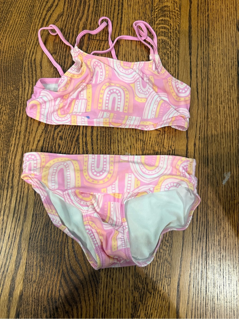 Girls' Pink Rainbow Print Two-Piece Swim Set
